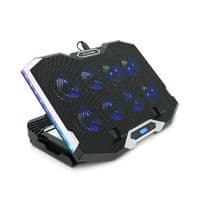 Подставка под ноутбук IceCoorel K10, 10-17", 8*70mm, корпус пластик+алюминий, 2xUSB2.0+LCD, 410x297x40mm, RGB, Box, Q10