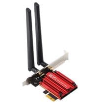Сетевая карта PCI-E x1, Fenvi PCE-AXE3000, WiFi 6E (до 2400 Mbps), Bluetooth 5.3, Intel AX210, радиатор, 2 внешние антенны