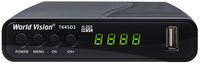 TV-тюнер наружный автономный World Vision T645D2 FM, Black, H.265, AC3. DolbyDigital, DVB-T2/T/C, FM тюнер, IPTV, DLNA, Stalker, кнопки, дисплей, 2хUSB, встроенный блок питания, CPU-GX6706 единое программное обеспечение совместимо с линейкой Т644xx и Т645xx