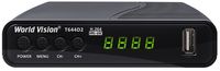 TV-тюнер внешний автономный World Vision T644D2 FM, Black, H.264, AC3. DolbyDigital, DVB-T2/T/C, FM тюнер, IPTV, DLNA, Stalker, кнопки, дисплей, 2хUSB, встроенный блок питания, CPU-GX6705 единое программное обеспечение совместимо с линейкой Т644xx и Т645xx