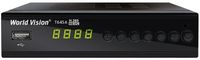 TV-тюнер внешний автономный World Vision T645A, Black, H.265, AC3, DolbyDigital, DVB-T2/T/C, FM тюнер, IPTV, DLNA, Stalker, 7 кнопок, дисплей, 2хUSB, металлический корпус, пульт обучающийся управление ТВ, встроенный блок питания, CPU-GX6706