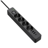 Фільтр мережевий 2 м ColorWay, Black, 4 x євророзетки, 1xType-C (20 Вт, PD3.0), 2xUSB (18 Вт, QC3.0), дріт з міді (до 2300 Вт), 10A (CW-CHE432PDB)