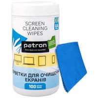 Набор чистящий Patron для экранов: салфетки в тубе (100 шт), микрофибра 20х20 см (CS-PN-BUNDL-5)