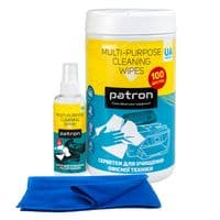 Набор чистящий Patron для оргтехники: салфетки в тубе (100 шт), спрей 100 мл, салфетка из микрофибры 30x30 см (CS-PN-BUNDL-14)