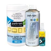 Набор чистящий Patron: салфетки в тубе для экранов (100 шт), спрей для оргтехники 100 мл, сжатый воздух 400 мл (CS-PN-BUNDL-7)