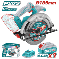 Пила TOTAL TSLI18511 циркулярна акумуляторна, 20В, 4800 об/хв, 185мм.