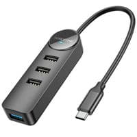 USB HUB Borofone DH5 (Type-C to USB3.0+USB2.0*3) 0.2m Black