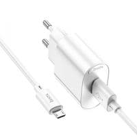 Зарядний пристрій HOCO C109A Fighter single port QC3.0 charger set(Micro) White