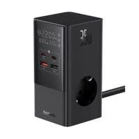 Сетевое зарядное устройство Baseus PowerCombo Tower Digital PowerStrip 3AC+2U+2C 35W with 1.5m Power Cord EU Cluster Black