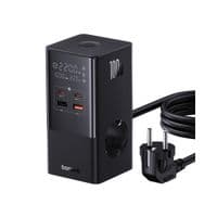Сетевое зарядное устройство Baseus PowerCombo Tower Power Strip 2AC+2U+2C 100W 1.5m EU Cluster Black