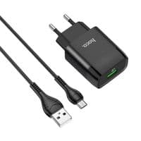 Сетевое зарядное устройство HOCO C72Q Glorious single port QC3.0 charger set(Micro) Black