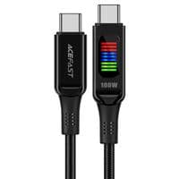 Кабель ACEFAST C7-03 Type-C to Type-C 5A, 100W, 1.2m, нейлон, цинкові роз'єми, LED, Black
