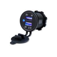 АЗУ KWG-Р1, 12-24V, 2xUSB, 5V, клеми + кабель 0,6м, Black, Box