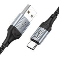 Кабель HOCO X102 USB to Type-C 3A, 1m, nylon, aluminum connectors, Black