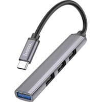 Кабель-перехідник HOCO HB26 4 in 1 adapter(USB to USB3.0+USB2.0*3) Metal Gray