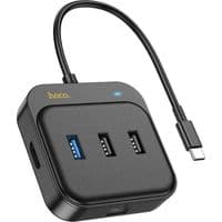 Хаб HOCO HB37 Easy link 6-in-1 Multiport Adapter(HDTV+RJ45+USB3.0+USB2.0*2+PD100W) Black