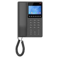 Grandstream GHP631, компактний готельний IP-телефон, 2 облікові записи SIP, 2 лінії, 1x Ethernet 10/100 PoE, кольоровий РК-дисплей 480x320 (3,5 дюйма), без блоку живлення, чорний