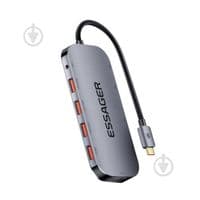 USB-хаб ESSAGER Maple Harp 11 в 1 USB HUB сірий
