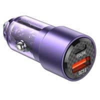 Автомобильное зарядное устройство BOROFONE BZ20A Smart 83W dual port PD65W+QC3.0 car charger Transparent Purple