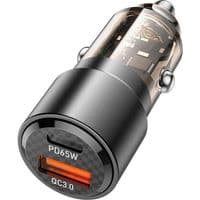 Автомобільний зарядний пристрій BOROFONE BZ20A Smart 83W dual port PD65W+QC3.0 car charger Transparent Black