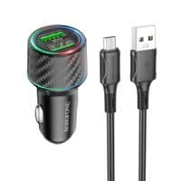 Автомобильное зарядное устройство BOROFONE BZ21A Brilliant 36W Black