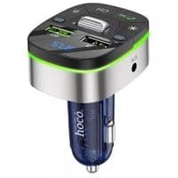 АЗУ с FM-модулятором HOCO E71 Crystal transparent discovery edition QC3.0 car BT FM transmitter Dark Blue