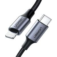 Кабель UGREEN US304 USB-C to Lightning M/M Cable Aluminum Shell Braided 1m (Black) (UGR-60759)