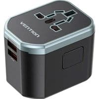 Зарядное устройство Vention 3-Port USB (C + A + A) Universal Travel Adapter (20W/18W/18W) Black (FJCB0)