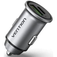 Автомобильное зарядное устройство Vention Two-Port USB A+C(18/20) Car Charger Gray Mini Style Aluminium Alloy Type (FFBH0)
