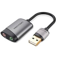 Адаптер Vention USB External Sound Card 0.15M Gray Metal Type (CDKHB)