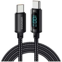 Кабель Essager Enjoy LED Digital Display USB Charging Cable Type C to Type C 100W 1m black (EXCTT1-XY01-P)