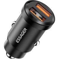Автобильное зарядное устройство ESSAGER Gyroscope Mini Charger USB-A + USB-A 30W Black