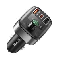 Автомобильное зарядное устройство ESSAGER Blue Cat Car FM Bluetooth MP3 Charger 50W Fast Charge Black