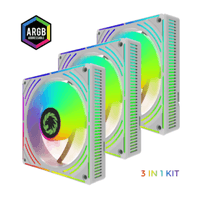 Кулер для корпуса 120мм КИТ 3*120мм mm White frame ARGB Fan 3 in 1 Kit RA300 WH