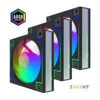 Кулер для корпуса 120мм КИТ 3*120мм mm Black frame ARGB Fan 3 in 1 Kit RD300 BK