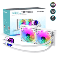Процессорный кулер 62.82 CFM, 1.89mmH20, 32dBA, 800-2000RPM ,water pump: RPM 2300, NOICE 26.9dBA, Con IceChill 240V White