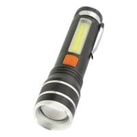 Фонарь Quantum Helper 10W LED zoom +COB с USB (QM-FL1032)