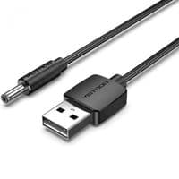 Кабель питания USB AM-3.5mm DC Power PVC 5V 2A, Black 1.0 m Vention