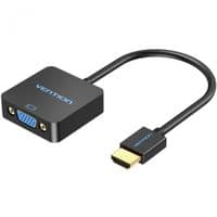 Переходник HDMI M -> VGA F, 1080P 60Hz, 3,5мм Audio, Micro USB (F) powered, кабель 0,15м Vention