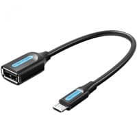 Переходник USB 2.0 Micro BM --> USB AF (OTG) 0.15 м, Black PVC Vention