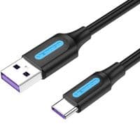 Кабель USB 2.0 AM-Type-C M, 0.5 м, 5.0A, (25W) PVC черный Vention