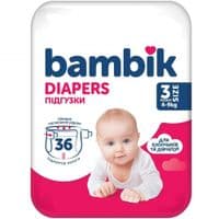 Підгузки Bambik Medium 4-9 кг Розмір 3 Midi 2 х 36 шт (4823071664027)