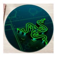 Килимок 220*220 мм тканинний RAZER 10 з боковою прошивкою (круглий), товщина 3 мм, колір Black / Green, Пакет