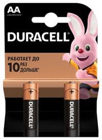 Батарейка AA (LR6), щелочная, Duracell Duralock Basic, 2 шт, 1.5V, (MN1500 2BL)