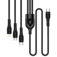 Кабель Type-C - Type-C / Lightning / microUSB, ColorWay, Черный, 1.2 м, 60 Вт (CW-CBPDU3060-BK)
