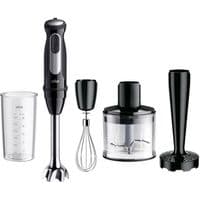 Блендер Braun MQ 55307 MBK, Black, 1000W, погружной, 25 скоростей с плавной регулировкой, турбо режим, мерный стакан 600мл, измельчитель 500мл, насадка для пюре, венчик
