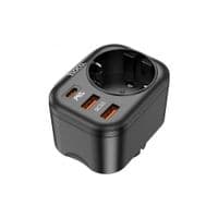 Сетевой фильтр HOCO NS3 на 4 розетки + 3 USB, 20W, 220В, Black