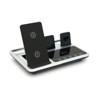 Беспроводная зарядка+часы R-11 4в1, под телефон+часы+наушники, Black / Silver, Box
