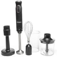 Блендер Eisen EBS-104P, Black, 1000W, погружной, 2 скорости с плавной регулировкой, турбо режим, измельчитель 400мл, стакан 500мл, насадка для пюре, венчик