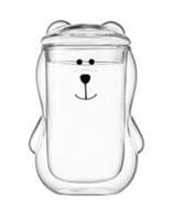 Набір чашок з кришкою з подвійними стінками Ardesto Animals, 300мл, 2шт, боросилікатне скло, прозорий